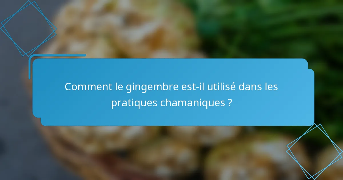 Comment le gingembre est-il utilisé dans les pratiques chamaniques ?