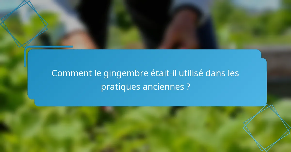 Comment le gingembre était-il utilisé dans les pratiques anciennes ?
