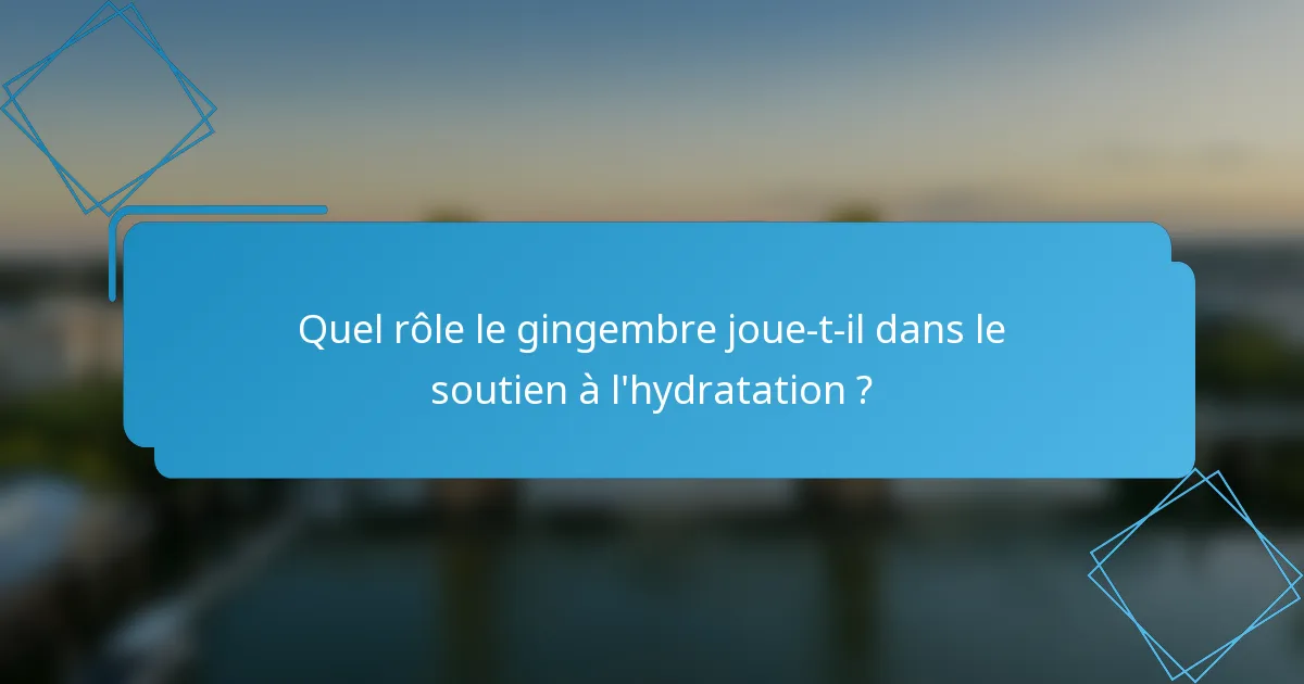 Quel rôle le gingembre joue-t-il dans le soutien à l'hydratation ?