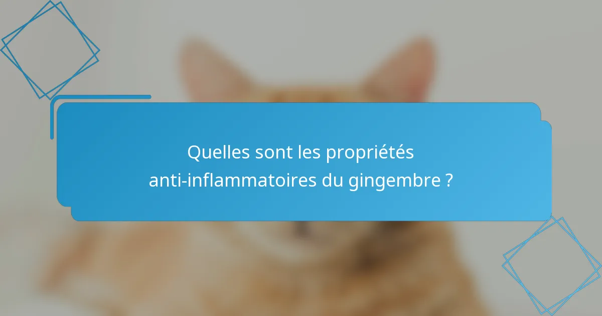 Quelles sont les propriétés anti-inflammatoires du gingembre ?