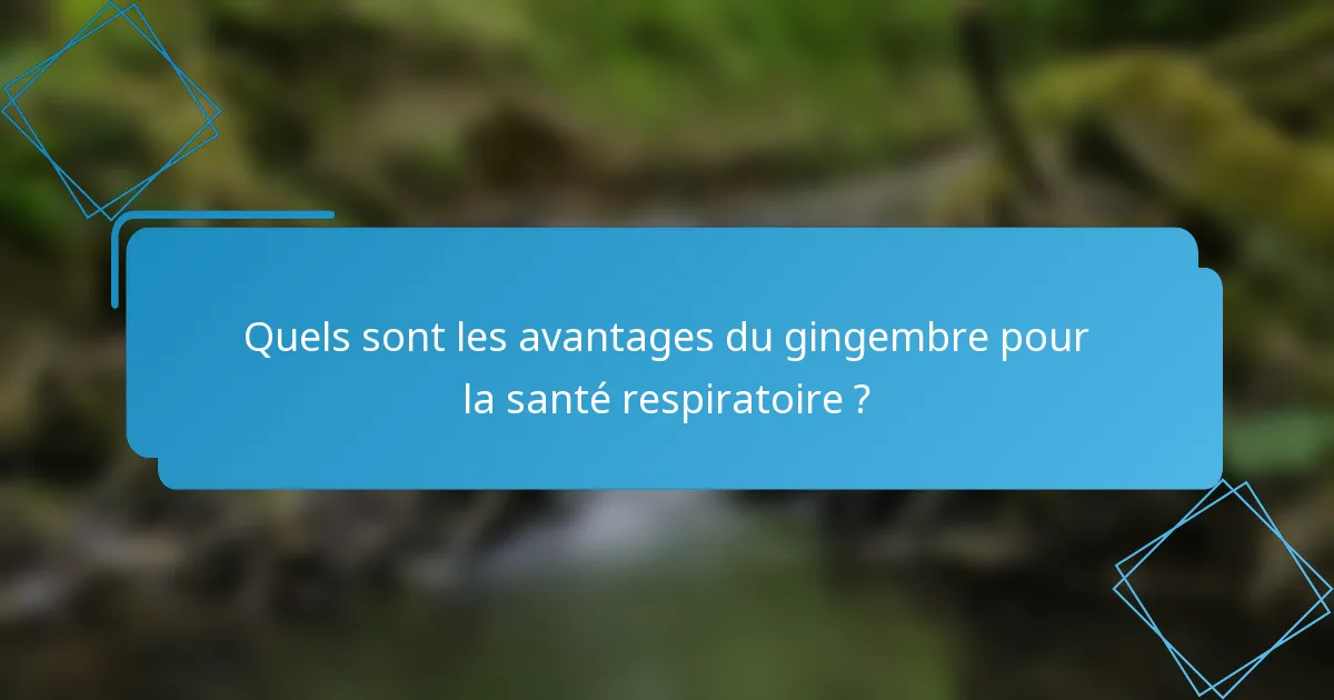 Quels sont les avantages du gingembre pour la santé respiratoire ?