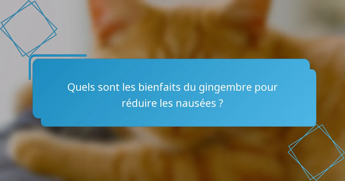 Quels sont les bienfaits du gingembre pour réduire les nausées ?