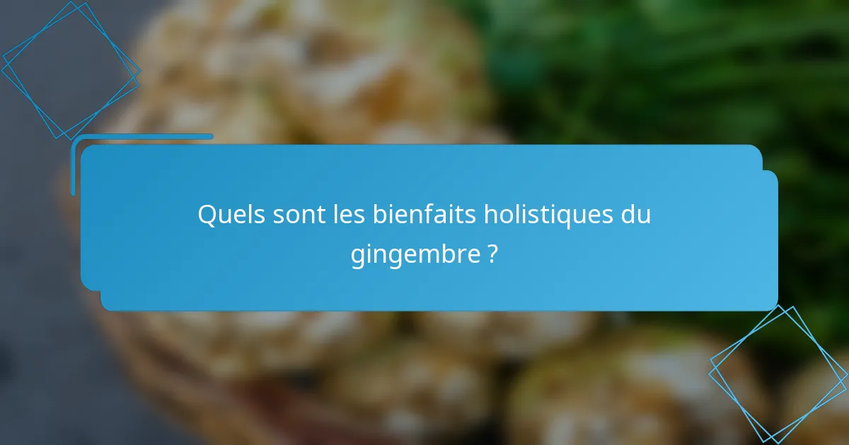 Quels sont les bienfaits holistiques du gingembre ?