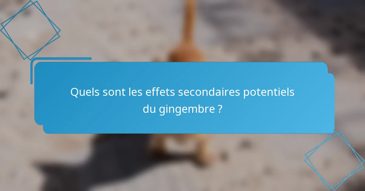 Quels sont les effets secondaires potentiels du gingembre ?